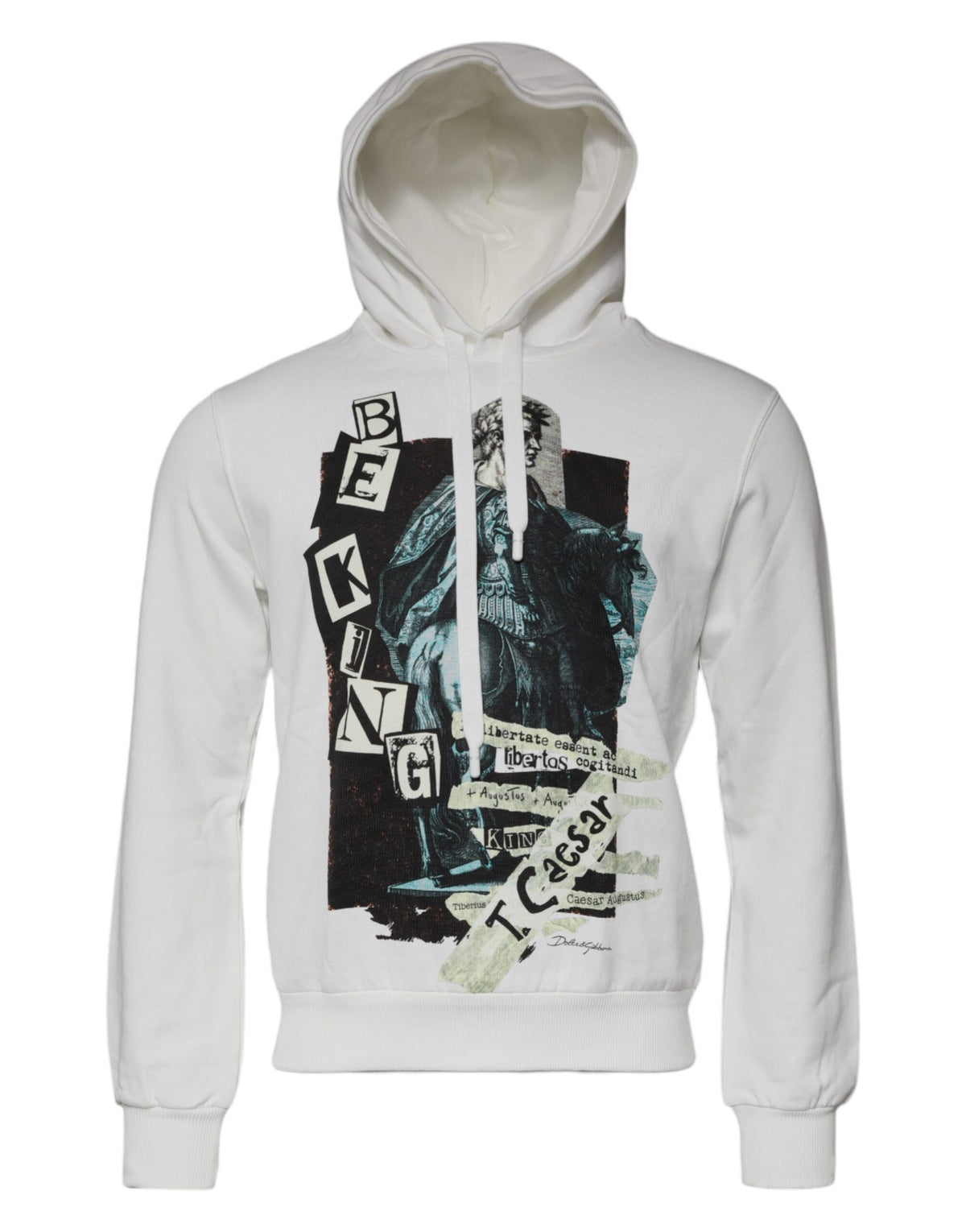 Dolce & Gabbana Men's Cotton Sweatshirt Hoodie - White Print
