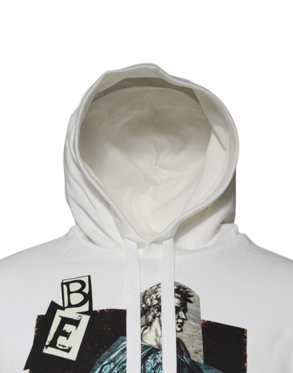 Dolce & Gabbana Men's Cotton Sweatshirt Hoodie - White Print