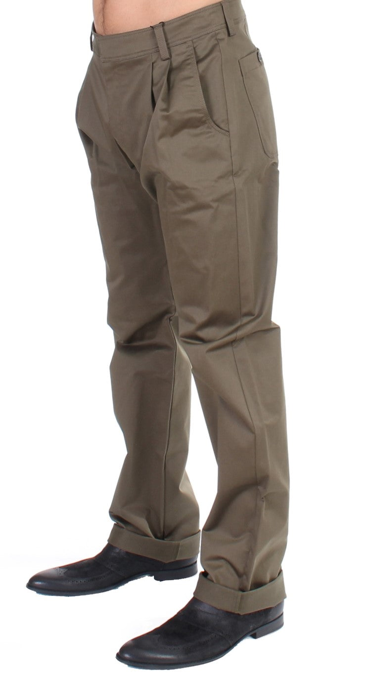 Green Cotton Stretch Comfort Fit Pants