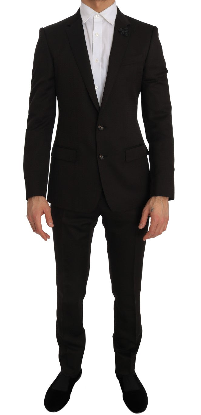 Dolce & Gabbana Men's Brown Wool Crystal Bee Slim Fit MARTINI