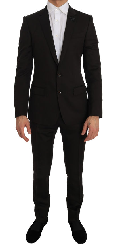 Dolce & Gabbana Men's Brown Wool Crystal Bee Slim Fit MARTINI