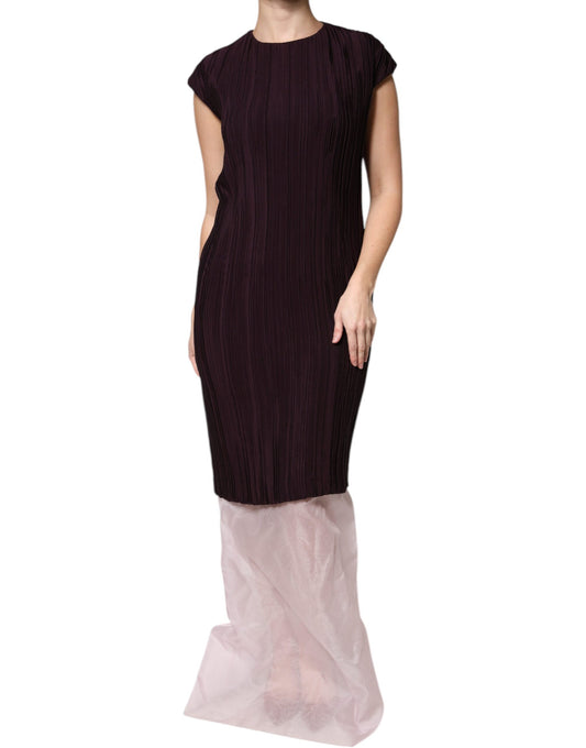 Barbara Casasola Women's Sheath Short-Sleeve Silk Maxi Short Long Dress - Brown
