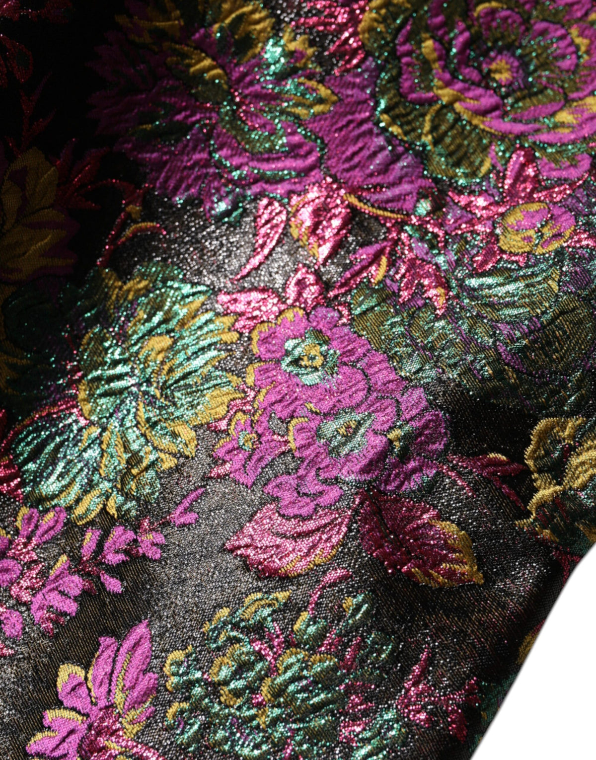 Dolce & Gabbana Women's Crop Top Elastane Nylon Polyester & Silk Blazer - Multicolor Floral Jacquard Print