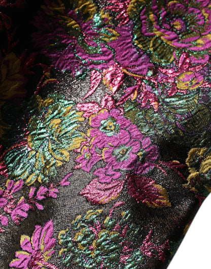 Dolce & Gabbana Women's Crop Top Elastane Nylon Polyester & Silk Blazer - Multicolor Floral Jacquard Print