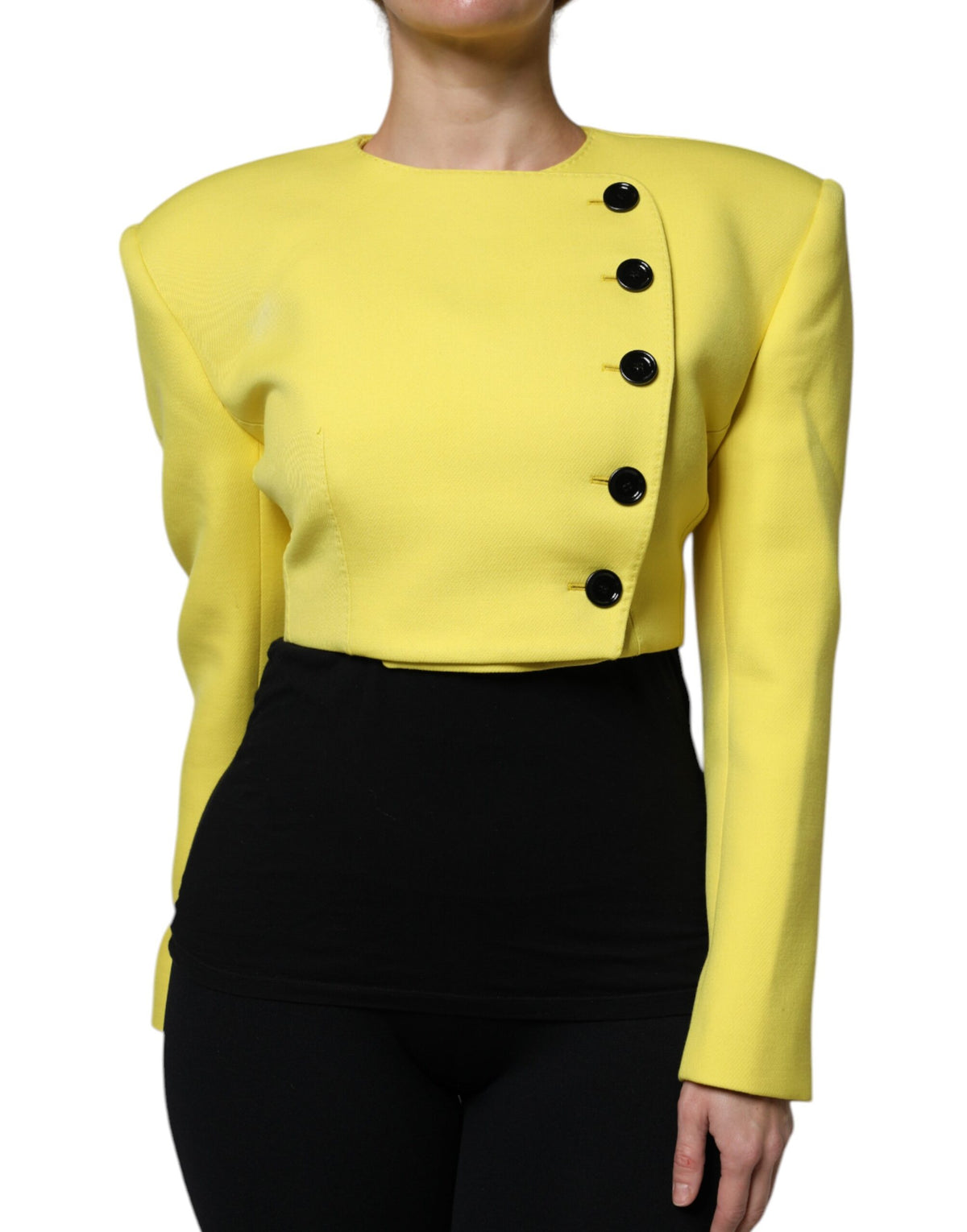 Dolce & Gabbana Women's Crop Top Virgin Wool & Silk Jacket - Yellow