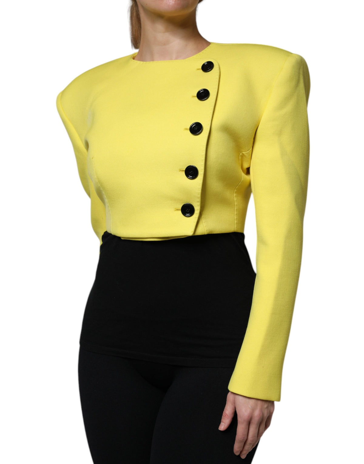 Dolce & Gabbana Women's Crop Top Virgin Wool & Silk Jacket - Yellow