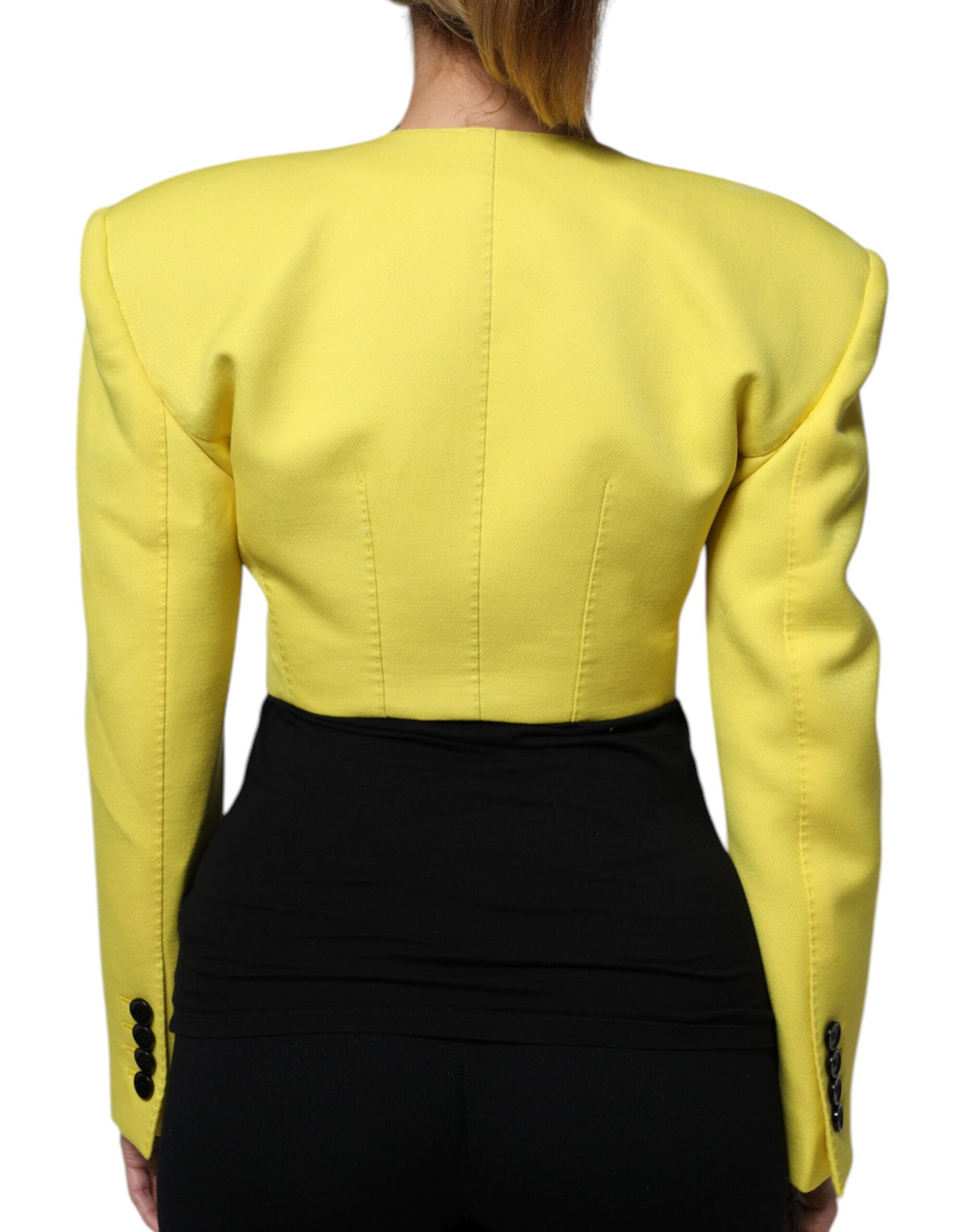 Dolce & Gabbana Women's Crop Top Virgin Wool & Silk Jacket - Yellow