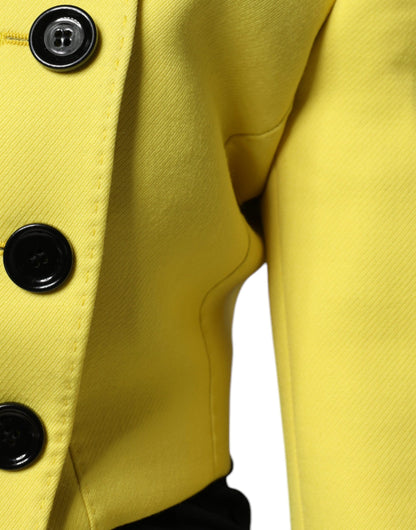 Dolce & Gabbana Women's Crop Top Virgin Wool & Silk Jacket - Yellow