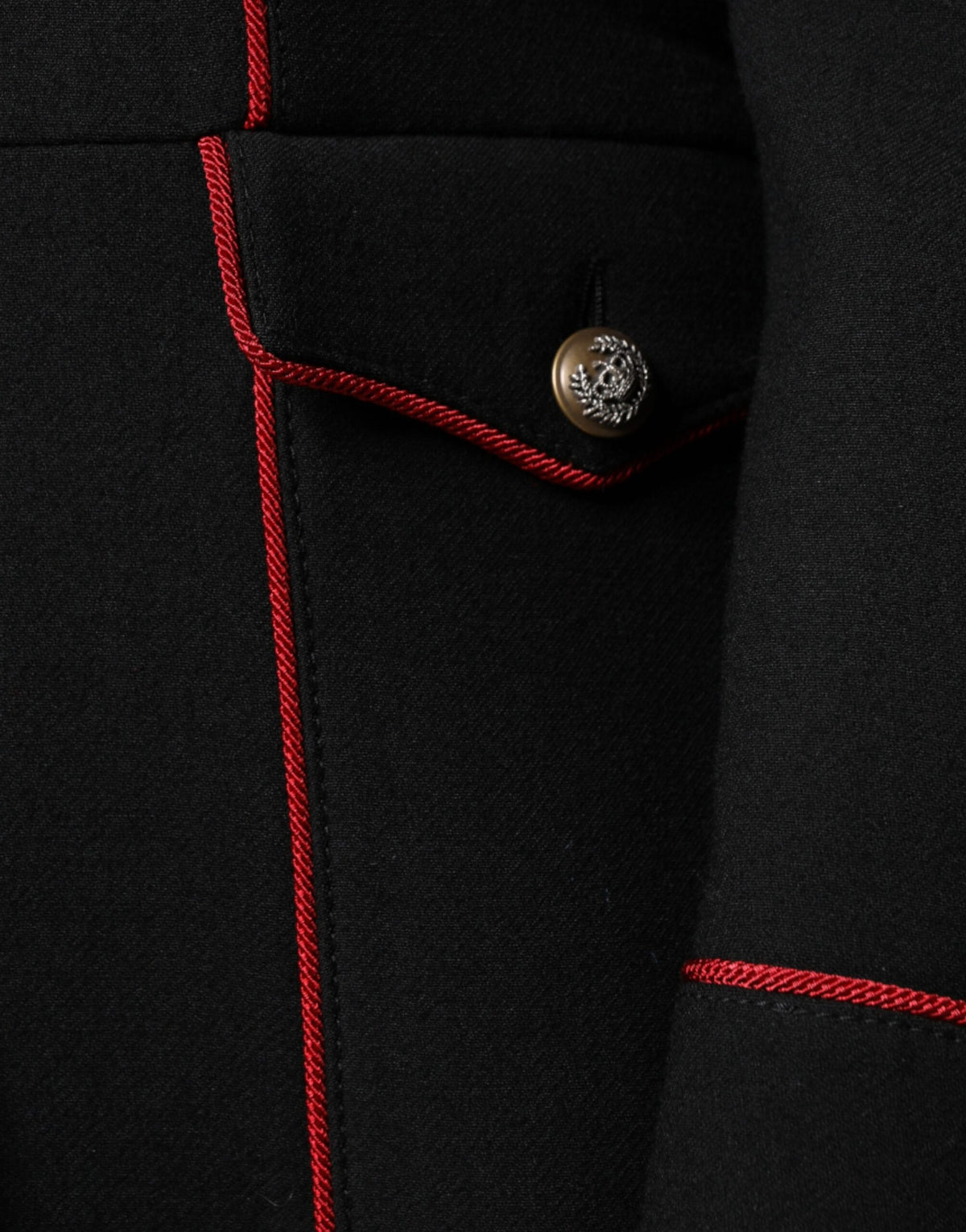 Dolce & Gabbana Women's Single Breasted Virgin Wool Silk Nylon & Elastane Trench Coat - Black Red