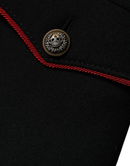 Dolce & Gabbana Women's Single Breasted Virgin Wool Silk Nylon & Elastane Trench Coat - Black Red