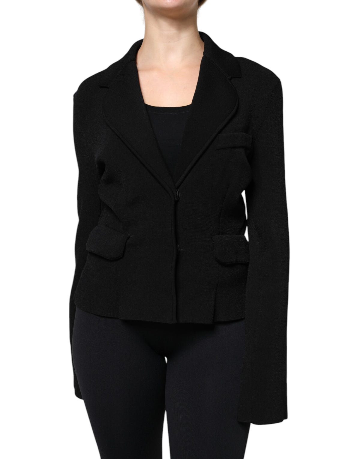 Dolce & Gabbana Women's Single Breasted Polyester Viscose & Nylon Blazer - Black