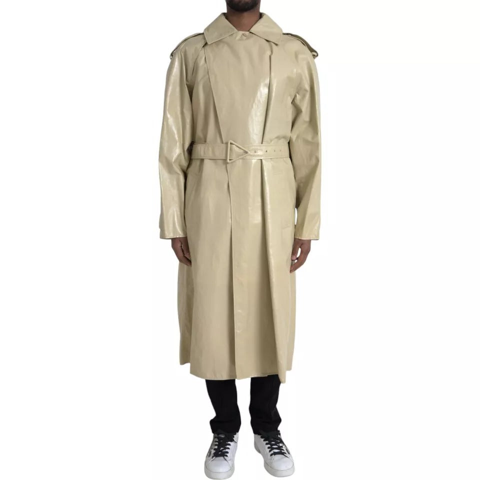 Bottega Veneta Men's Waterproof Calf & Lambskin Leather Trench Coat - Beige Black