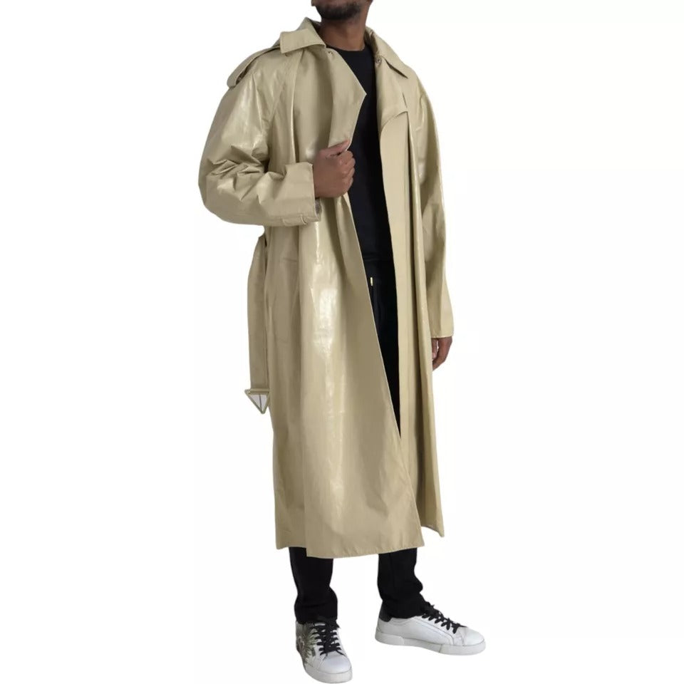 Bottega Veneta Men's Waterproof Calf & Lambskin Leather Trench Coat - Beige Black