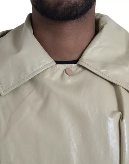 Bottega Veneta Men's Waterproof Calf & Lambskin Leather Trench Coat - Beige Black