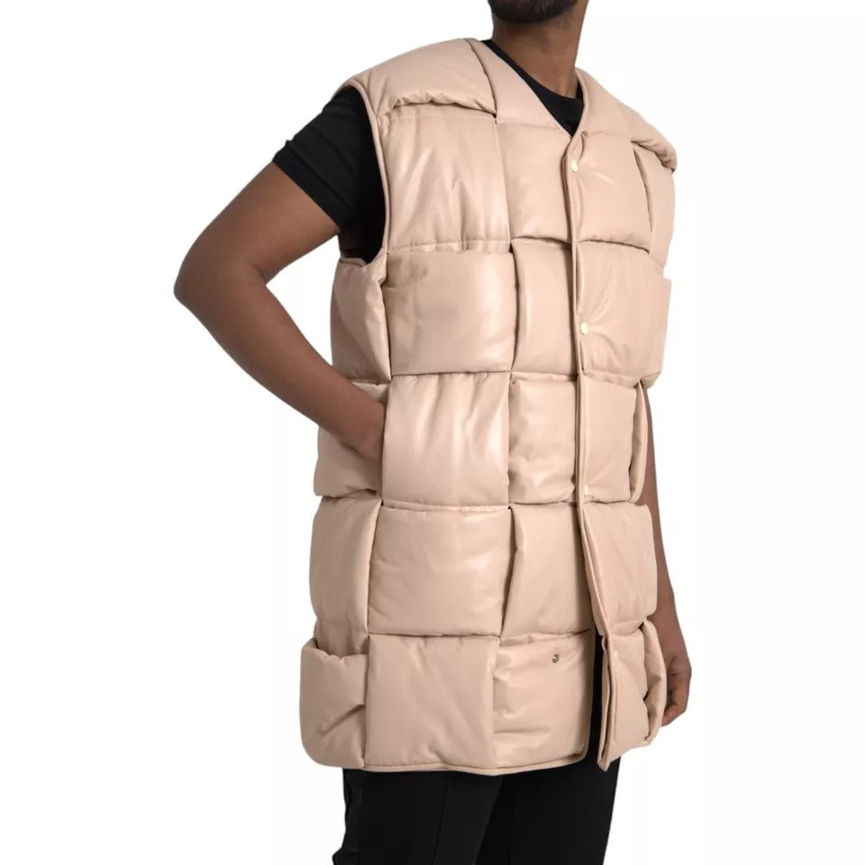 Bottega Veneta Men's Quilted Calf Leather Jacket - Beige