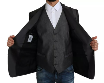 Dolce & Gabbana Fantasy Men's Single Breasted Polyester Silk Rayon & Wool Blazer - Gray Patterned