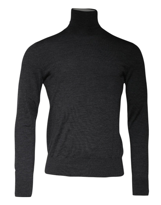 Dolce & Gabbana Men's Regular Fit Turtleneck Virgin Wool Sweater - Gray