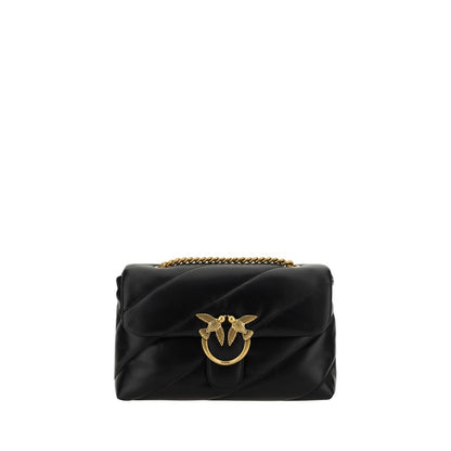 PINKO Black Calfskin Love Classic Shoulder Bag