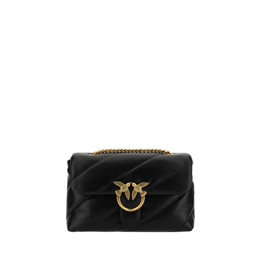 PINKO Black Calfskin Love Classic Shoulder Bag