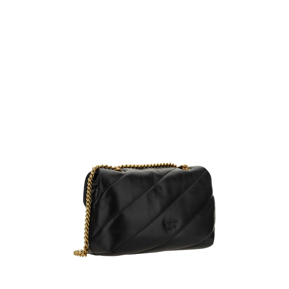 PINKO Black Calfskin Love Classic Shoulder Bag