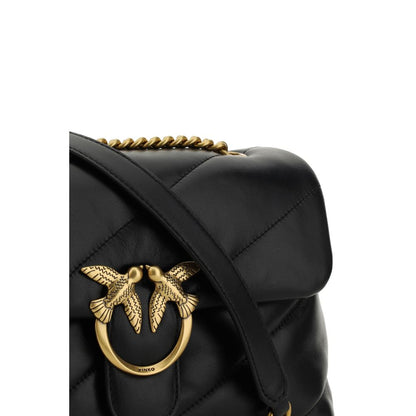 PINKO Black Calfskin Love Classic Shoulder Bag