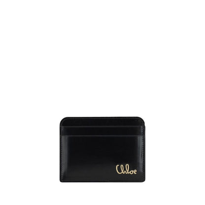 Chloé Black Leather Logoed Card Holder