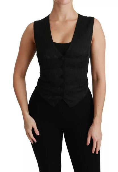Dolce & Gabbana Women's Silk Nylon Polyester & Lace Vest - Black