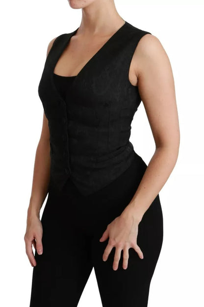 Dolce & Gabbana Women's Silk Nylon Polyester & Lace Vest - Black