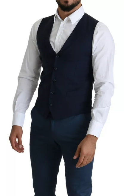 Dolce & Gabbana Men's Single Breasted Cotton Vest - Navy