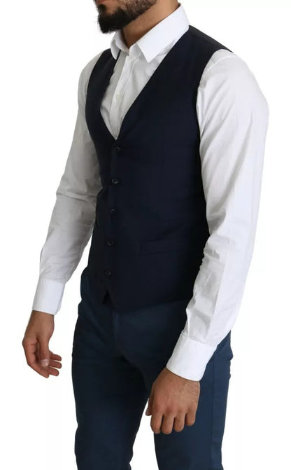 Dolce & Gabbana Men's Single Breasted Cotton Vest - Navy