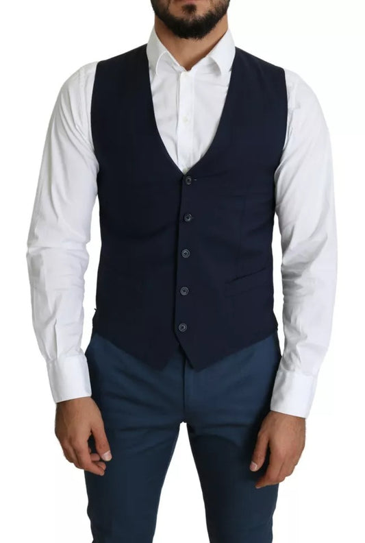 Dolce & Gabbana Men's Single Breasted Cotton Vest - Navy