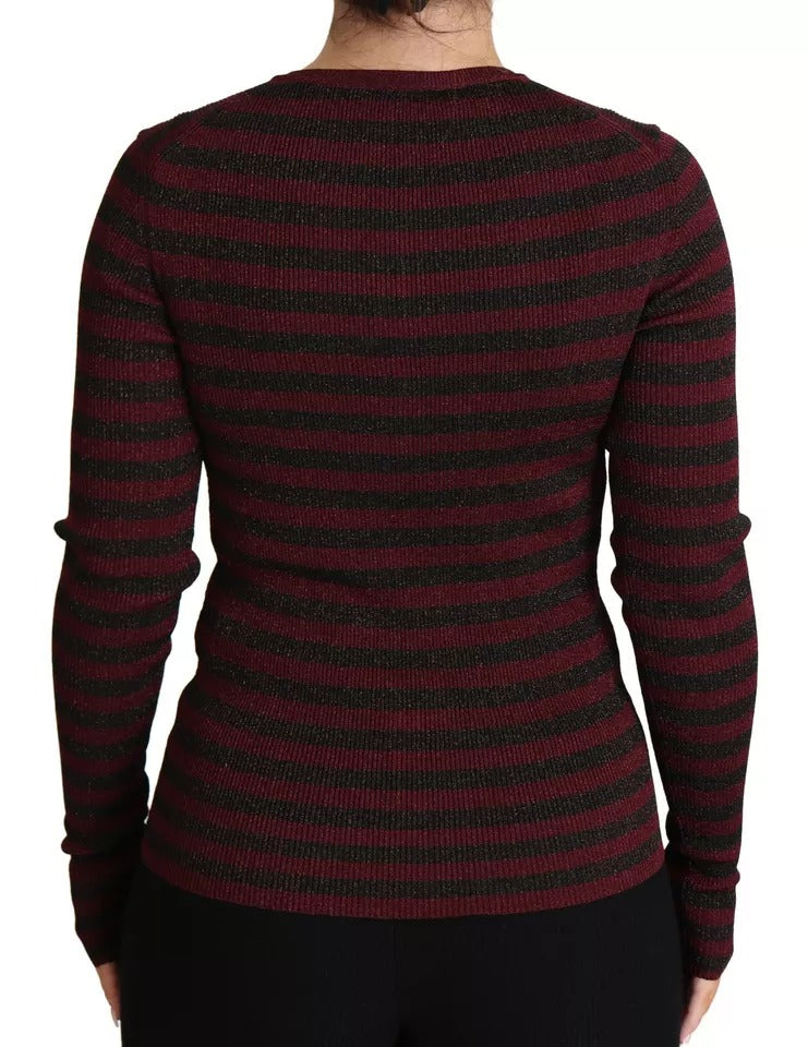 Dolce & Gabbana Women's Regular Fit Polyester Rayon & Viscose Cardigan - Black Red Striped