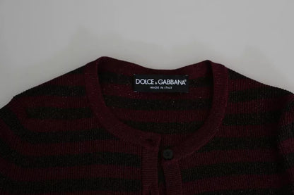 Dolce & Gabbana Women's Regular Fit Polyester Rayon & Viscose Cardigan - Black Red Striped