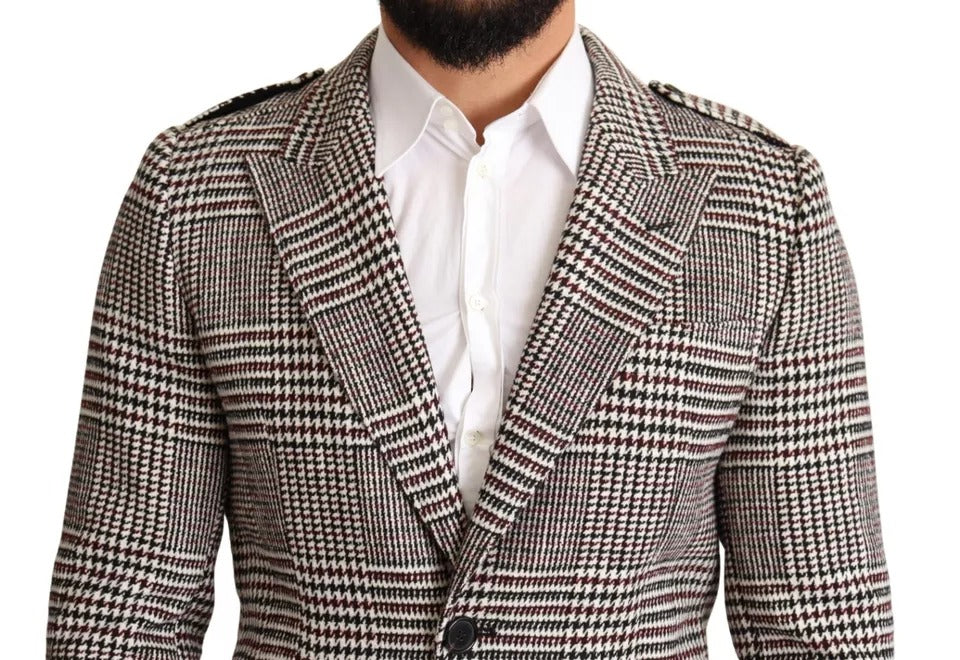 Dolce & Gabbana Men's Acrylic Cotton Nylon & Wool Trench Coat - Gray Patterned Plaid