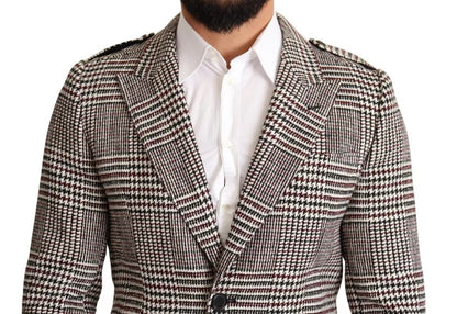Dolce & Gabbana Men's Acrylic Cotton Nylon & Wool Trench Coat - Gray Patterned Plaid