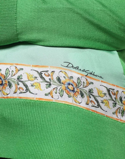 Dolce & Gabbana Women's Crew Neck Silk Sweater - Green Print