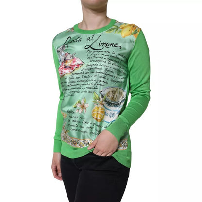Dolce & Gabbana Women's Crew Neck Silk Sweater - Green Print