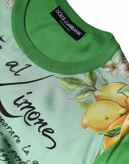 Dolce & Gabbana Women's Crew Neck Silk Sweater - Green Print