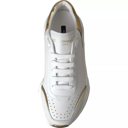 Dolce & Gabbana Men's Low Top Calfskin Leather Sneakers - Gold White