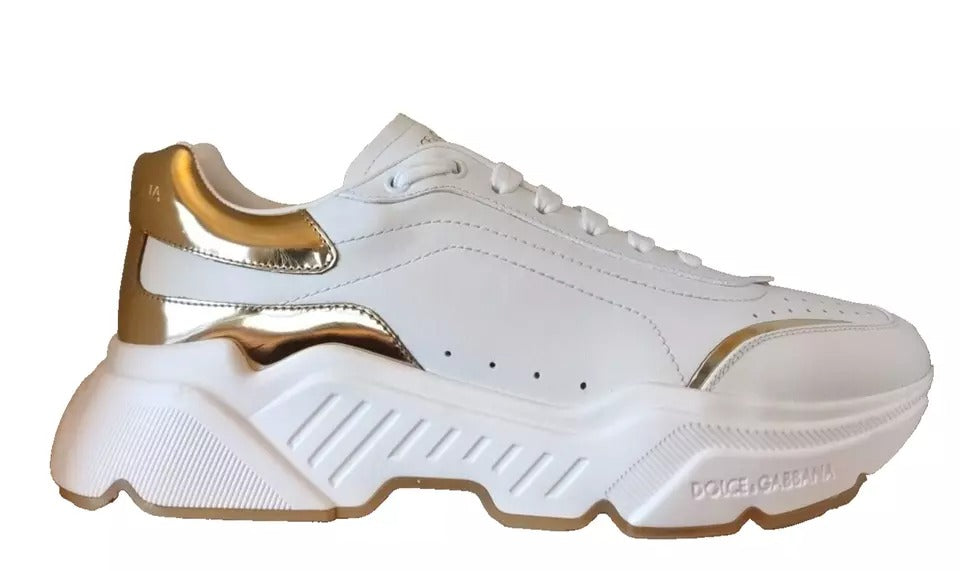 Dolce & Gabbana Men's Low Top Calfskin Leather Sneakers - Gold White