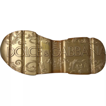 Dolce & Gabbana Men's Low Top Calfskin Leather Sneakers - Gold White