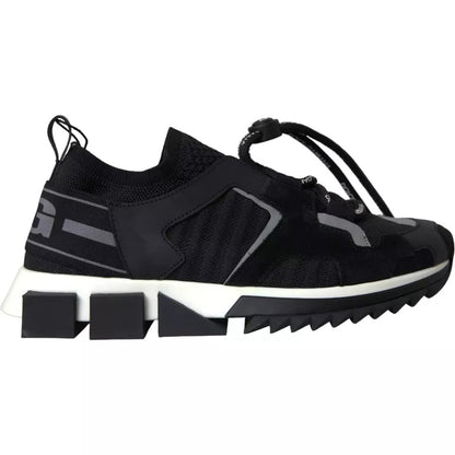 Dolce & Gabbana Men's Fashion Polyamide Polyester Leather & Cotton Sneakers - Black White Print