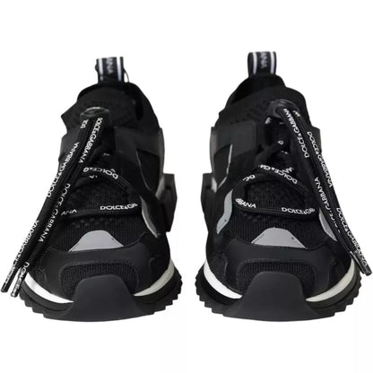 Dolce & Gabbana Men's Fashion Polyamide Polyester Leather & Cotton Sneakers - Black White Print