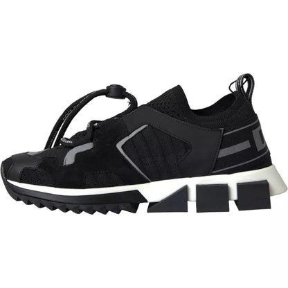 Dolce & Gabbana Men's Fashion Polyamide Polyester Leather & Cotton Sneakers - Black White Print