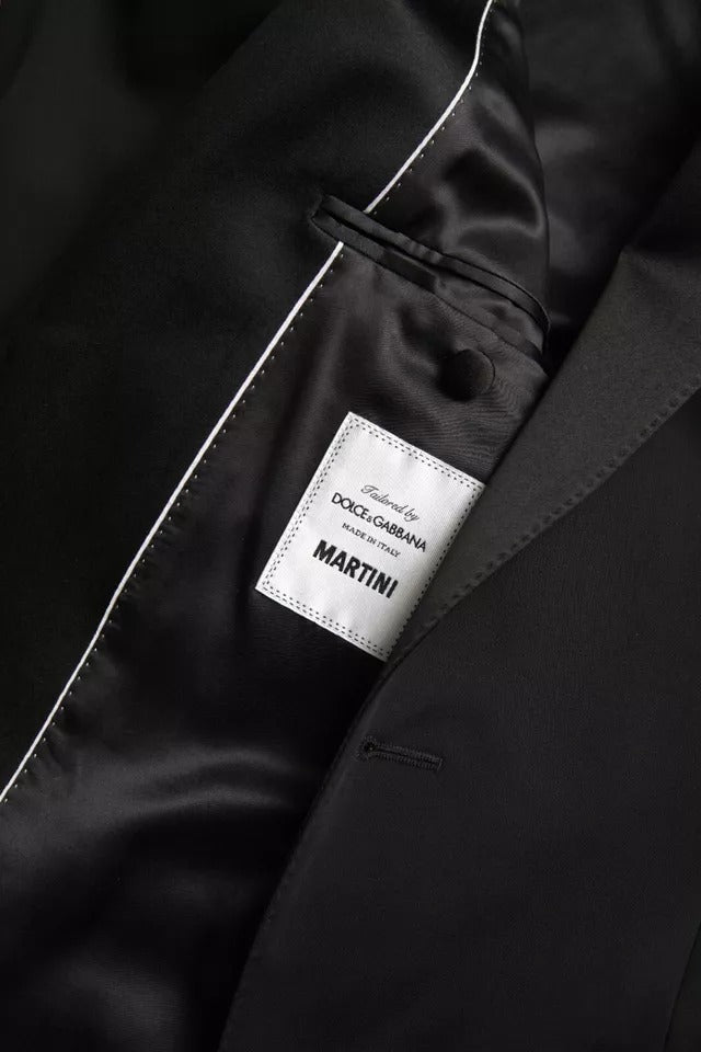 Dolce & Gabbana Men's Single Breasted Virgin Wool Silk & Viscose Blazer - Black