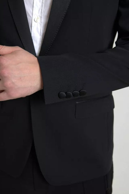 Dolce & Gabbana Men's Single Breasted Virgin Wool Silk & Viscose Blazer - Black