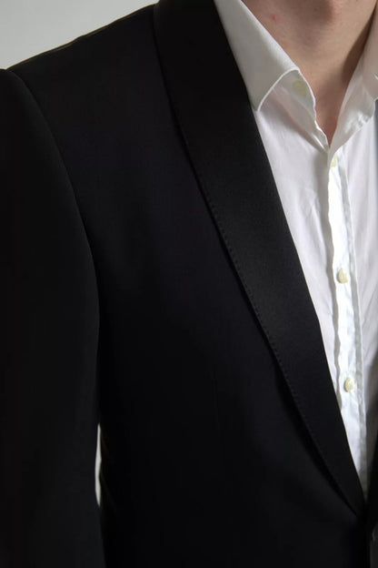 Dolce & Gabbana Men's Single Breasted Virgin Wool Silk & Viscose Blazer - Black