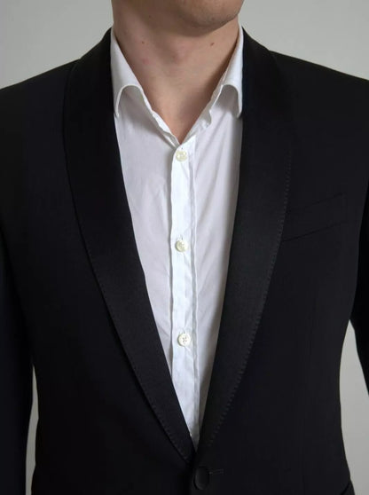 Dolce & Gabbana Men's Single Breasted Virgin Wool Silk & Viscose Blazer - Black