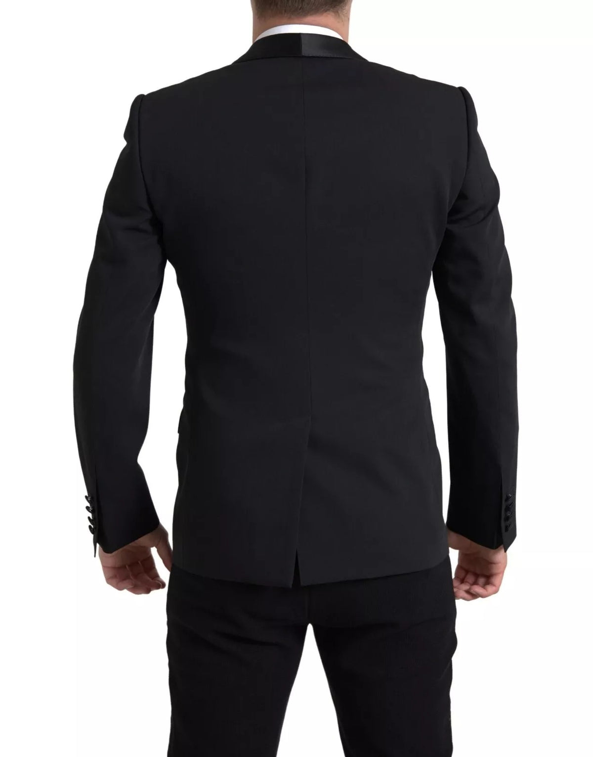 Dolce & Gabbana Men's Single Breasted Virgin Wool Silk & Viscose Blazer - Black