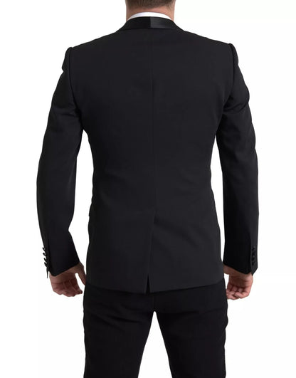 Dolce & Gabbana Men's Single Breasted Virgin Wool Silk & Viscose Blazer - Black